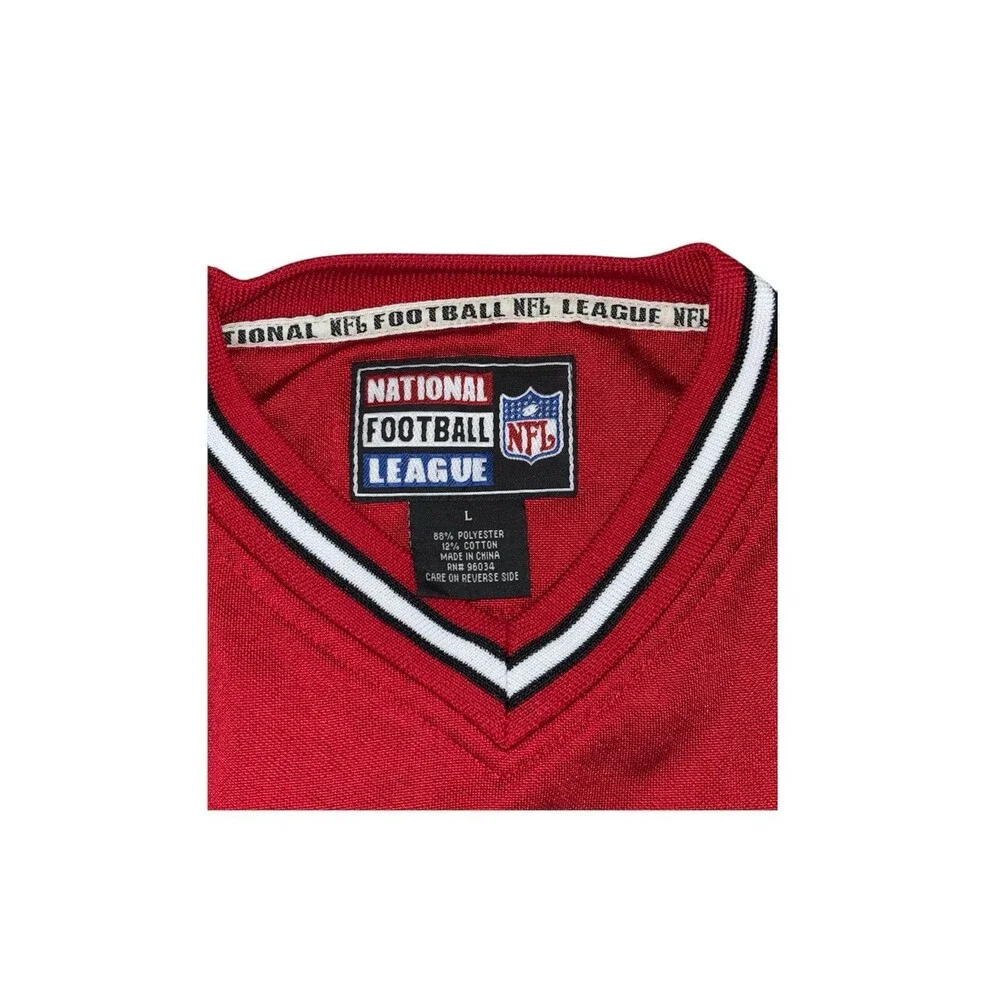 NFL 90s Red Long Sleeve V-Neck Jersey Shirt Size Large